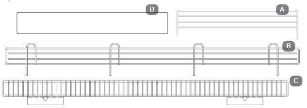 Black wire front fence 600mm x 50mm, ideal for metal shelves. Suitable for warehouse, storage, shelving solution.