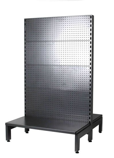 Double-sided wire gondola shelf starter bay with hammer tone finish, 1500mm base, for retail display solutions.