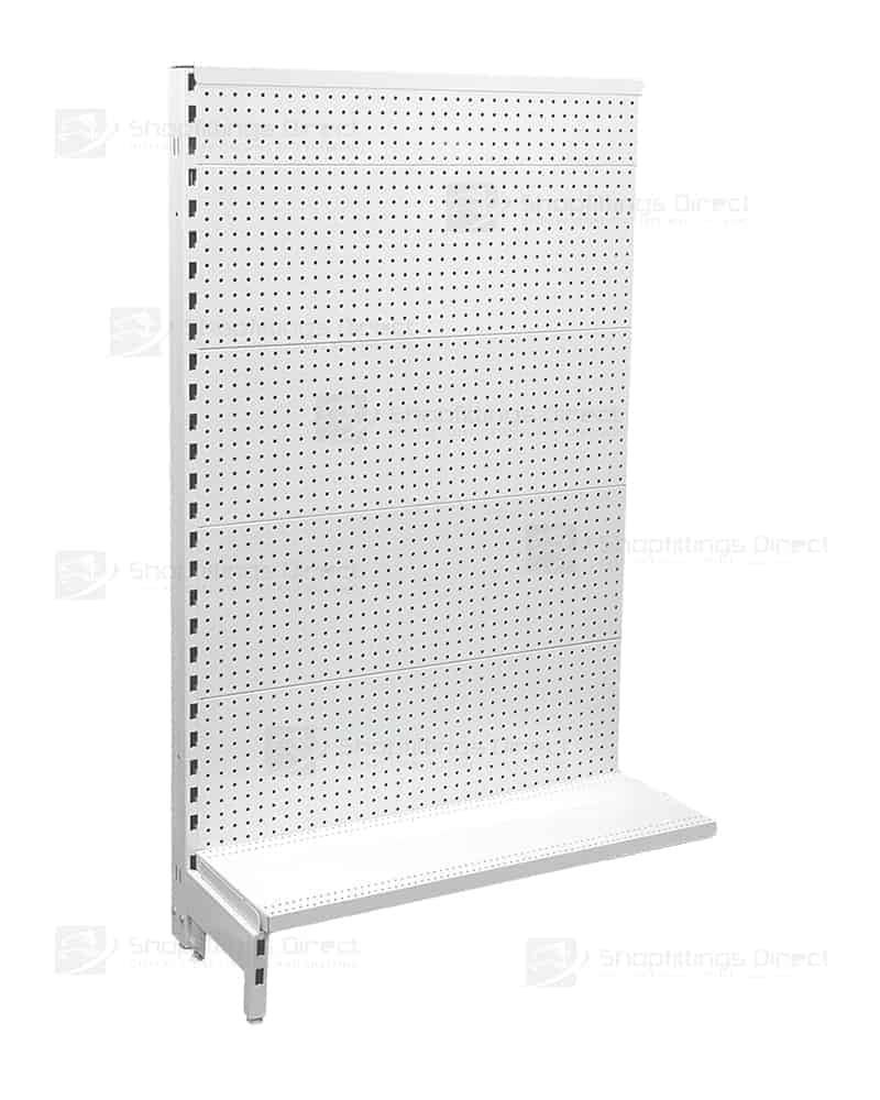 White single-sided wire shelving gondola starter bay with 1500mm base shelf, ideal for retail and home storage.