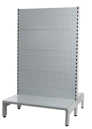 White double-sided wire gondola add-on bay with 1800mm base shelf, ideal for retail shelving and display solutions.