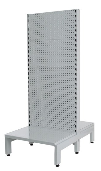 White double-sided wire shelving gondola starter bay, ideal for retail storage solutions in Australia.