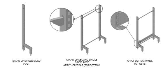 White double-sided wire gondola shelving with add-on bay, 2100mm base shelf, for retail and warehouse storage.