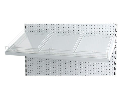 Metal wire shelf divider for organised storage solutions in warehouses and retail. Durable and easy to install.