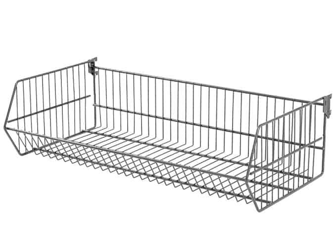 Folding wire basket with brackets, hammertone finish, 900x400mm, ideal for home and office storage solutions