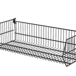 Folding wire basket with black brackets, 900x400mm, perfect for home storage and organisation in Australia.