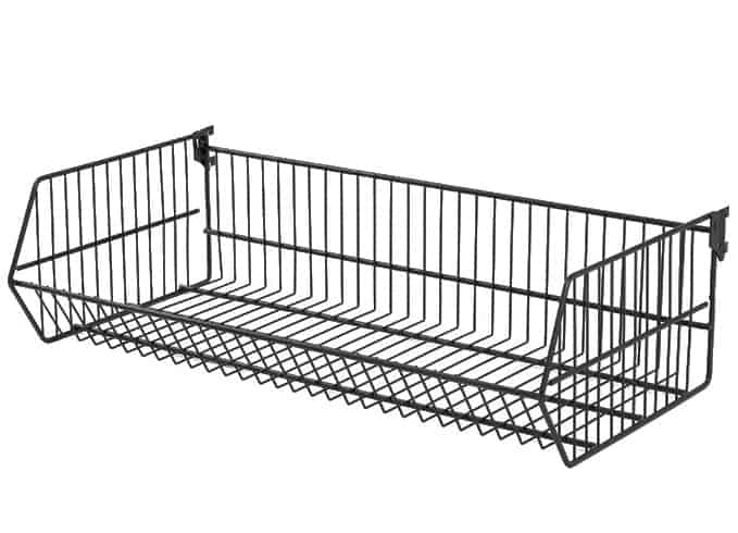 Folding wire basket with black brackets, 900x400mm, perfect for home storage and organisation in Australia.