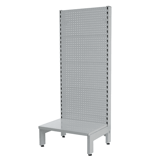 White steel shelving gondola unit for retail display, ideal for stores, warehouses or garages, 300x300 dimensions